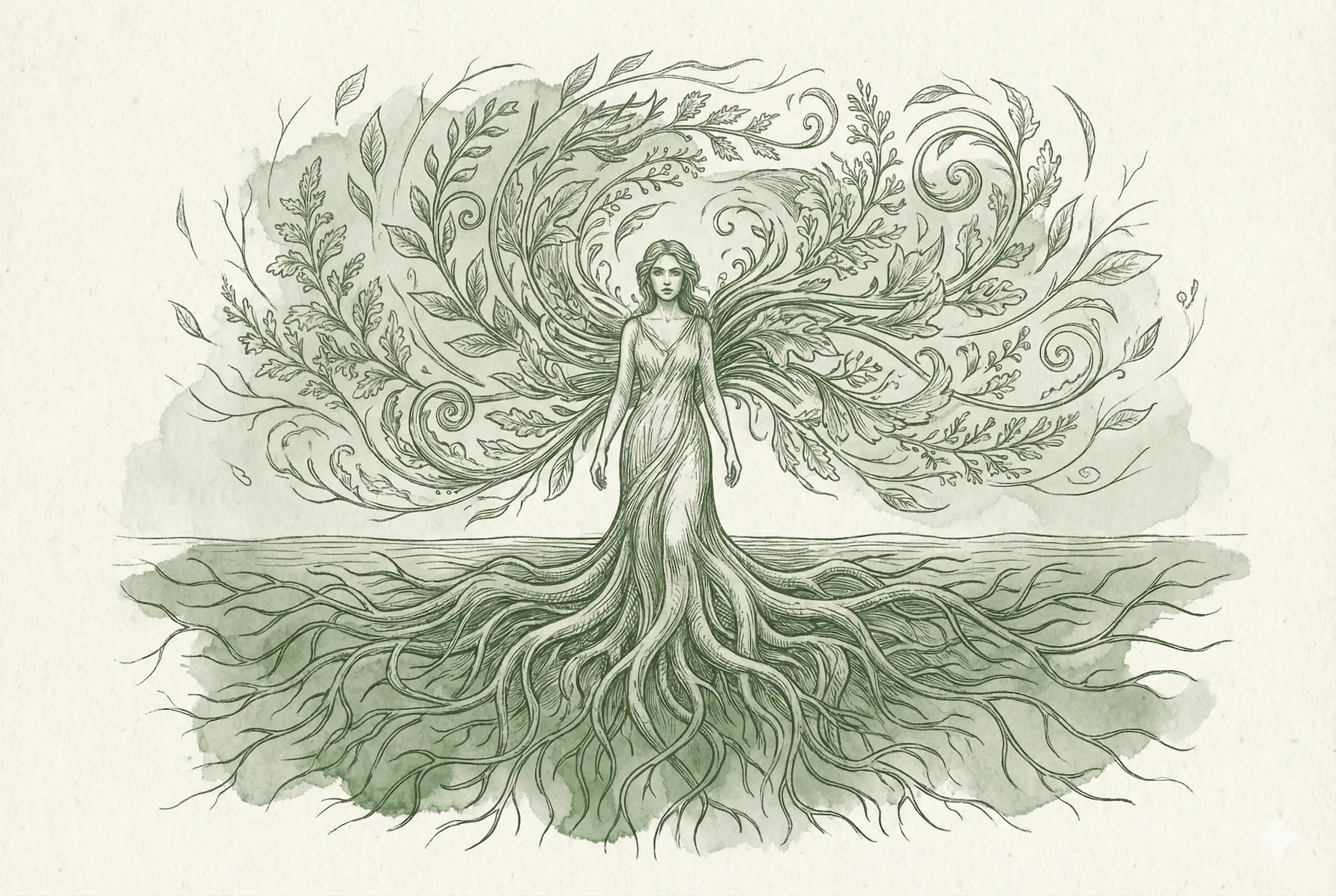 Botanical illustration representing the storm and grounding of the menopausal metabolic transition
