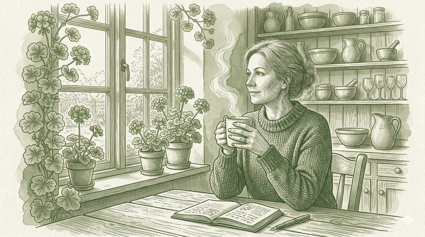 Botanical illustration representing the metabolic thread connecting women's health through perimenopause