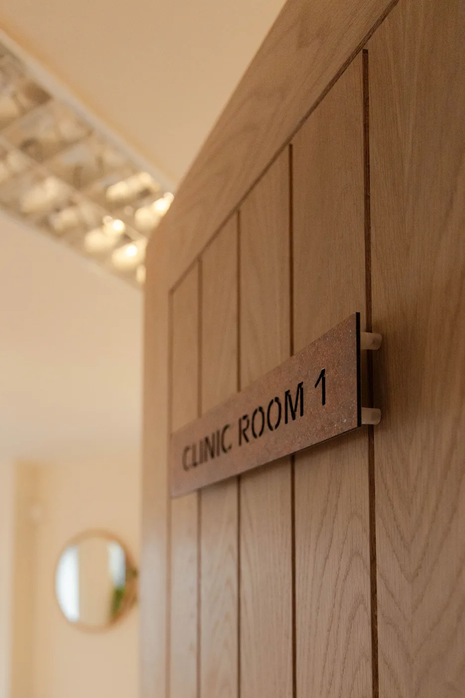 The door to Clinic Room 1 at Twelve08 in Tickenham, where Dr Rebecca Hiscutt PhD runs her Root Cause Clinic